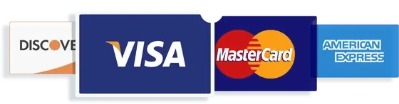Visa, Mastercard, American Express and Discover accepted