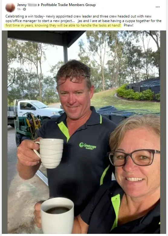 Screenshot: Jenny's win post